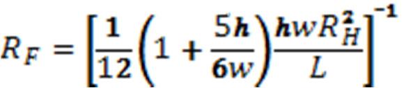 Az áramlási sebesség (Q) az alábbi egyenlet alapján számolható: ahol η a folyadék viszkozitása, P a különbség a csatorna bemeneti nyomása és a folyadék front előtti nyomás között, R F az áramlási