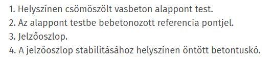 spirálkengyelezéssel ellátva) kell elkészíteni. 2. A pont felső 60 cm-es részét egy műanyag védőcsőben kell elhelyezni, amely nem emelkedhet ki a talajszinttől. 3.