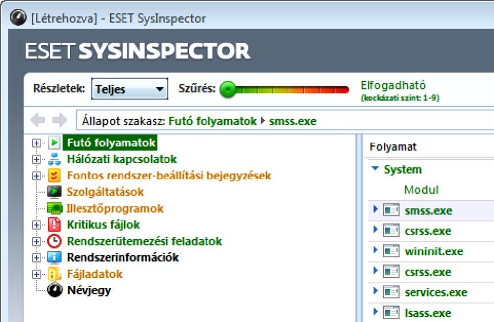 2009. SysInspector - Rendszer pillanatkép: