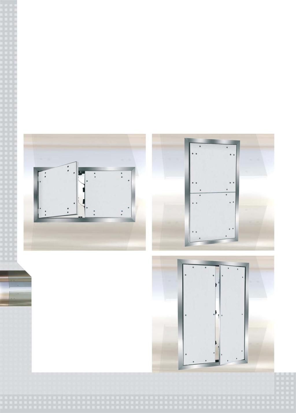 Két Két vagy vagy többrészes többrészes ajtók ajtók Két vagy többrészes revíziós ajtók F1/F2 rendszer Revíziós ajtók gipszkarton betéttel vagy betét nélkül revíziós ajtók alumínium keretből, 12,5 mm,
