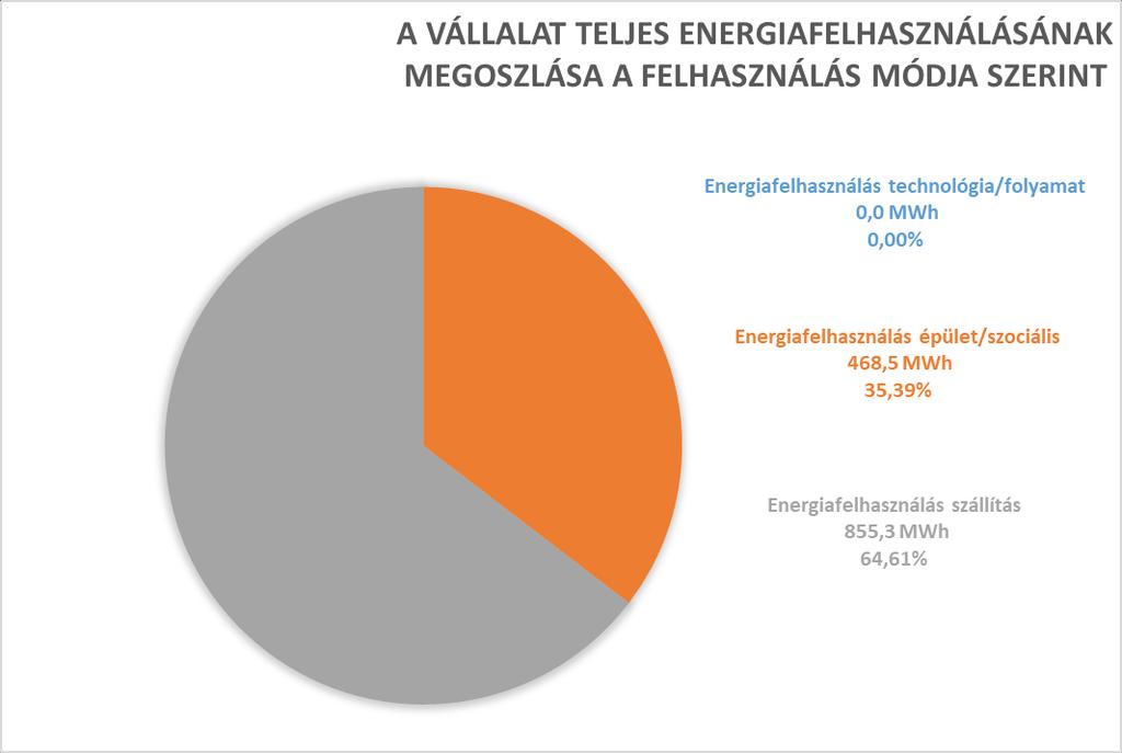 A teljes energiafelhasználás több, mint 64%-át a folyékony üzemanyagok teszik ki.