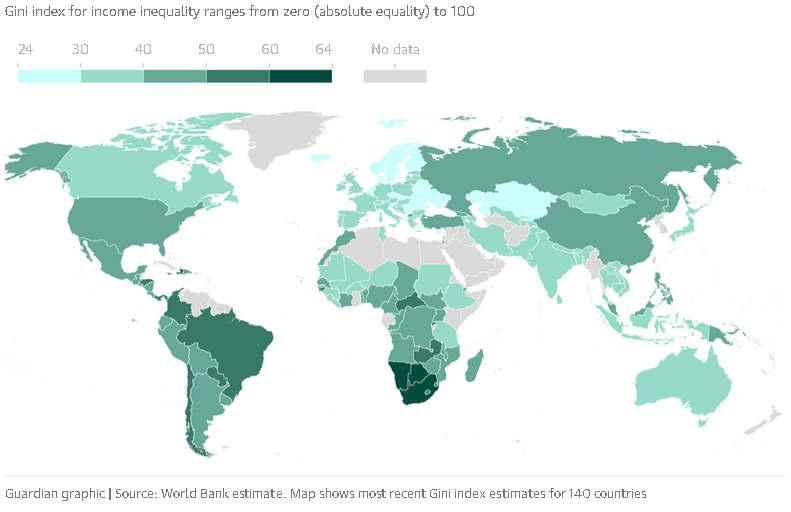 2. GLOBÁLIS VESZÉLYEK - 5 c) Mai egyenlőtlenségek Országok, régiók között A világ lakóinak több mint fele napi 2 dollárnál kevesebből él Több mint 1,2 milliárd ember napi 1 dollárnál kevesebből él A