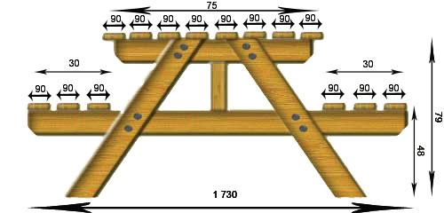 KATALOG STÓ OGRODOWY GARTEN-TISCH TABLE PIQUE-NIQUE TAVOLO PIC-NIC SOSNA,