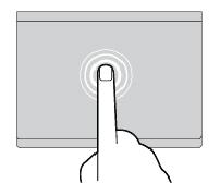 A mutató mozgatásához húzza az egyik ujját az érintőfelület felületén. Bal gombbal kattintás Egy elem kiválasztásához vagy megnyitásához nyomja meg a bal kattintási zónát 1.