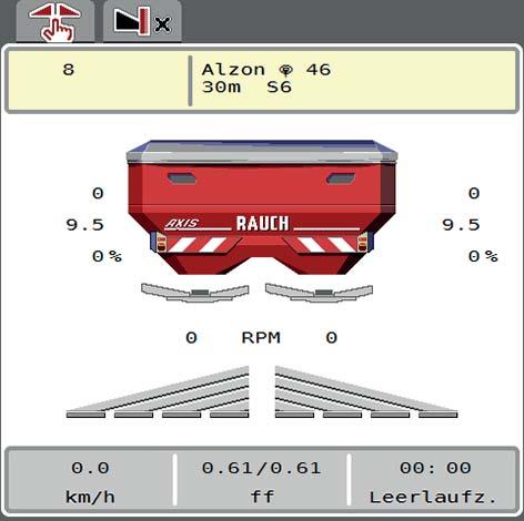 Szórási üzemmód AXIS EMC ISOBUS gépvezérléssel 5 5.10 Szórás MAN-skála üzemmódban A MAN-skála üzemmódban az adagoló tolóajtó nyitása a szórás közben manuálisan módosítható.