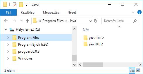 Telepített JDK ellenőrzése A letöltött JDK-t telepíteni kell