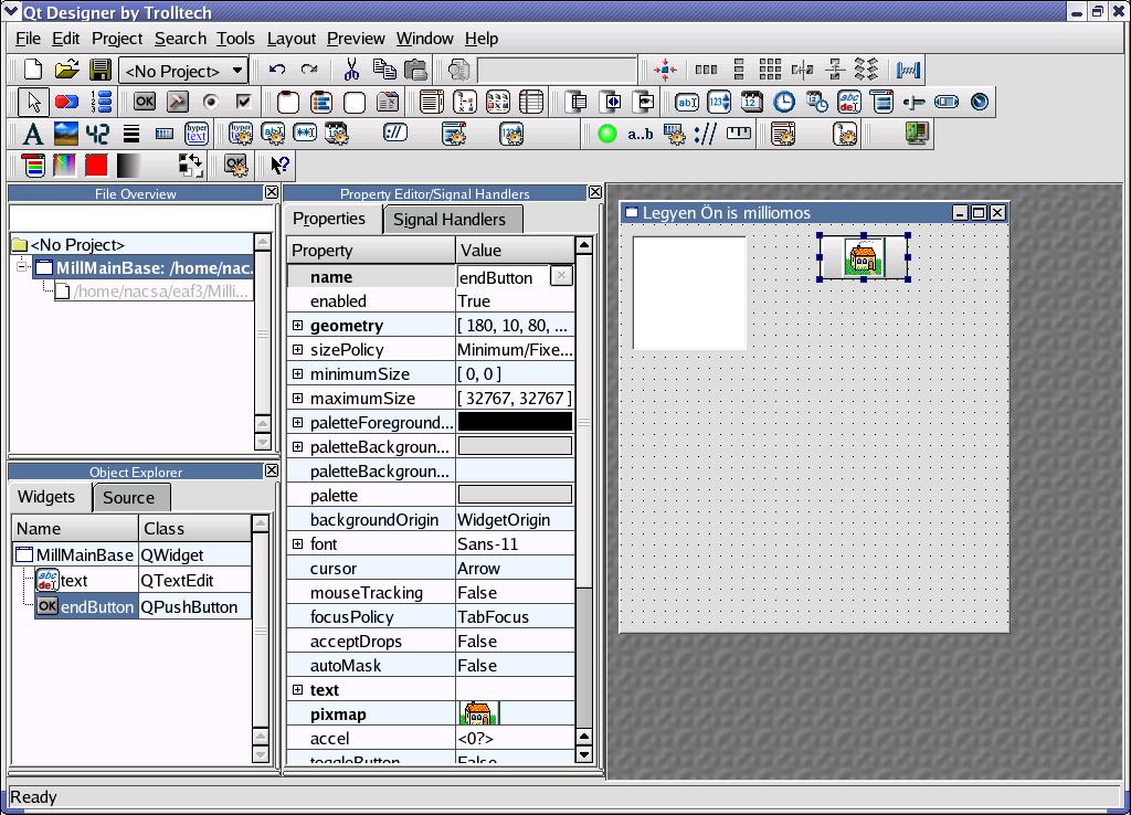 Pixmap gomb elhelyezése PushButton 1 3 2 Kattintsunk a