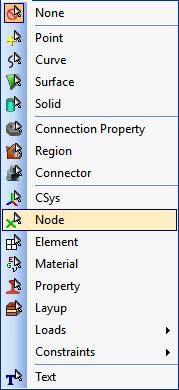 9.14 Eredmények lekérdezése a képernyőről (2) [Select] a [Select] (kiválasztás) eszköztáron válasszuk a [Selector Entity] menüben a [Node] opciót a csomóponti kiválasztáshoz (az ikon