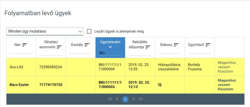Fontos, hogy ennek kiválasztása nélkül csak az érintett felhasználóhoz rendelt feladatok látszanak!