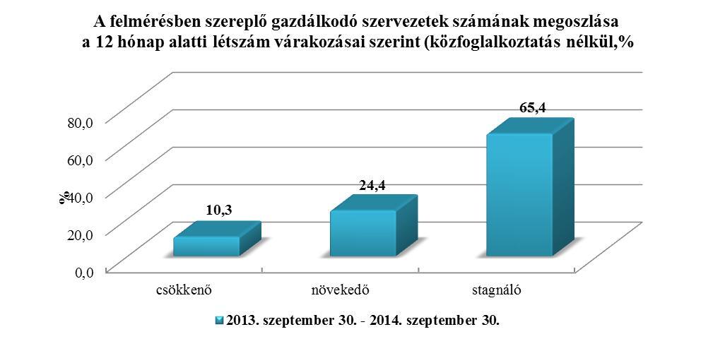 Ezzel párhuzamosan Borsod-Abaúj-Zemplén (-6,5%), Bács-Kiskun (-4,4%) és Szabolcs- Szatmár-Bereg (-3,1%) megyében mutattak leginkább pesszimizmust a létszámadatok tekintetében a felmérésben résztvev