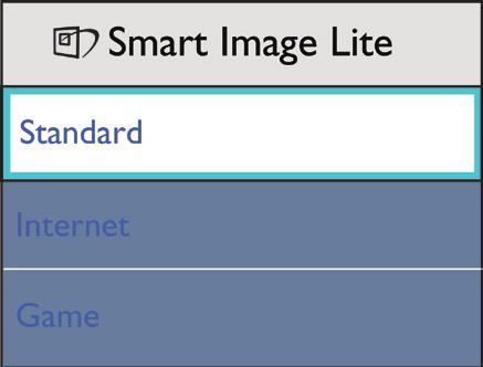 Három üzemmód közül választhat: Standard (Normál)/Internet/Game (Játék). 3.2 SmartContrast Mi az?