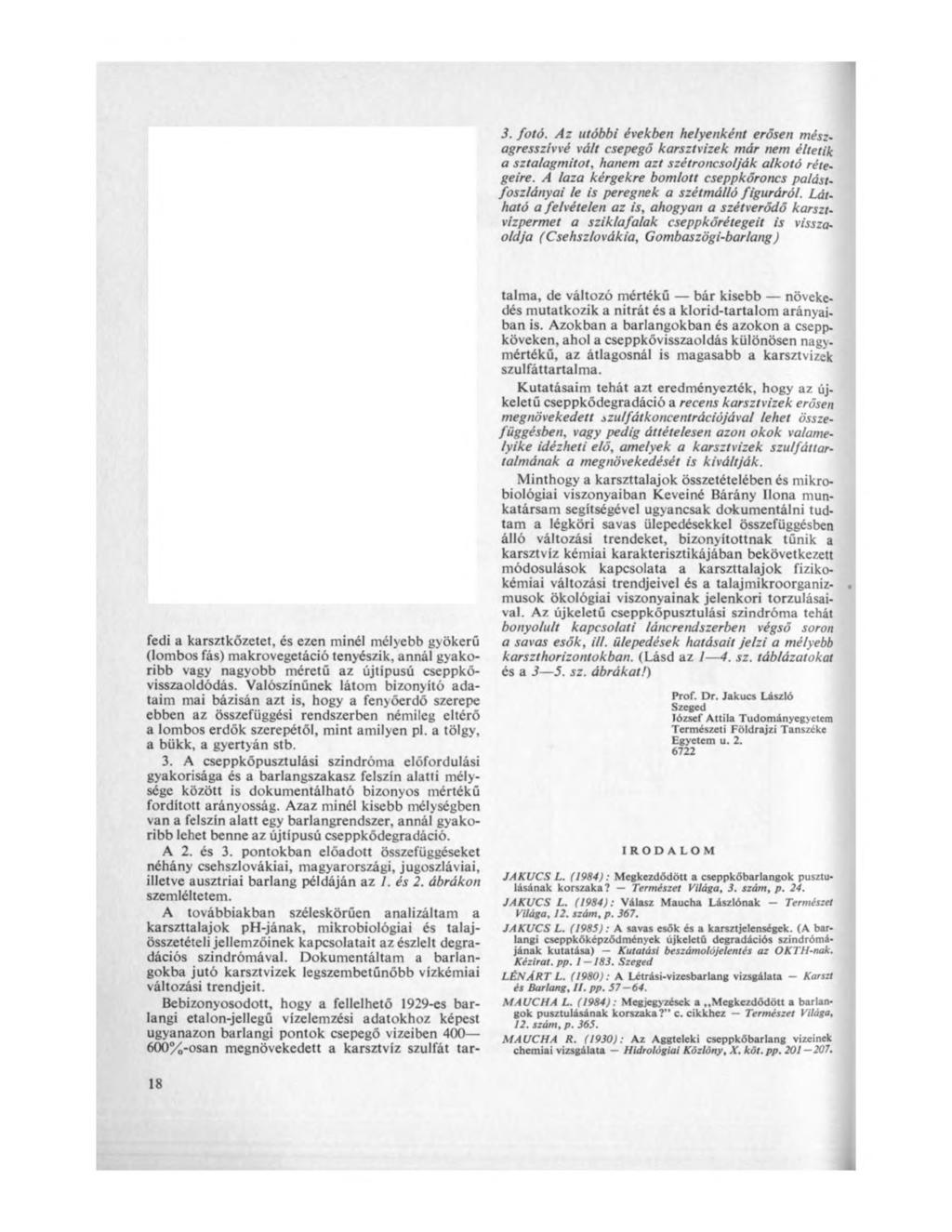 3. fotó. Az utóbbi években helyenként erősen mészagresszívvé vált csepegő karsztvizek már nem éltetik a sztalagmitot, hanem azt szétroncsolják alkotó rétegeire.