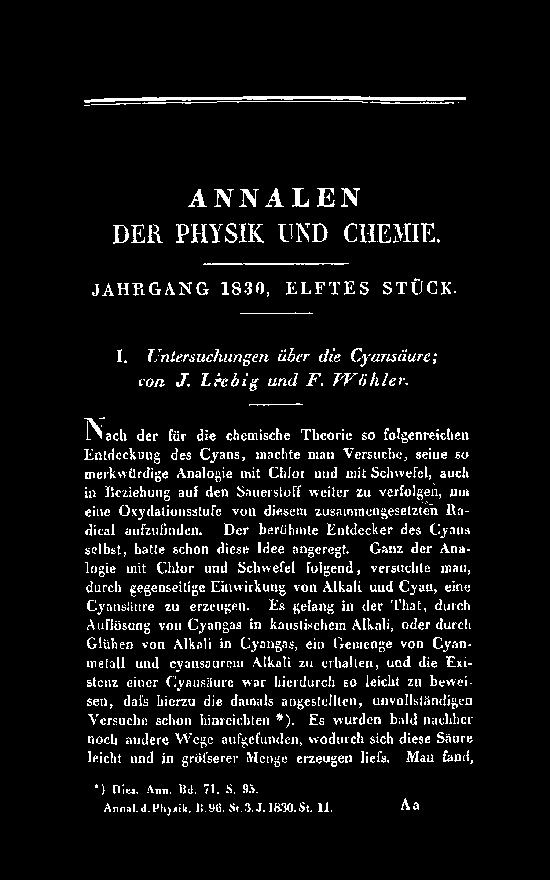 Izociánsav 1830-ban Liebig és