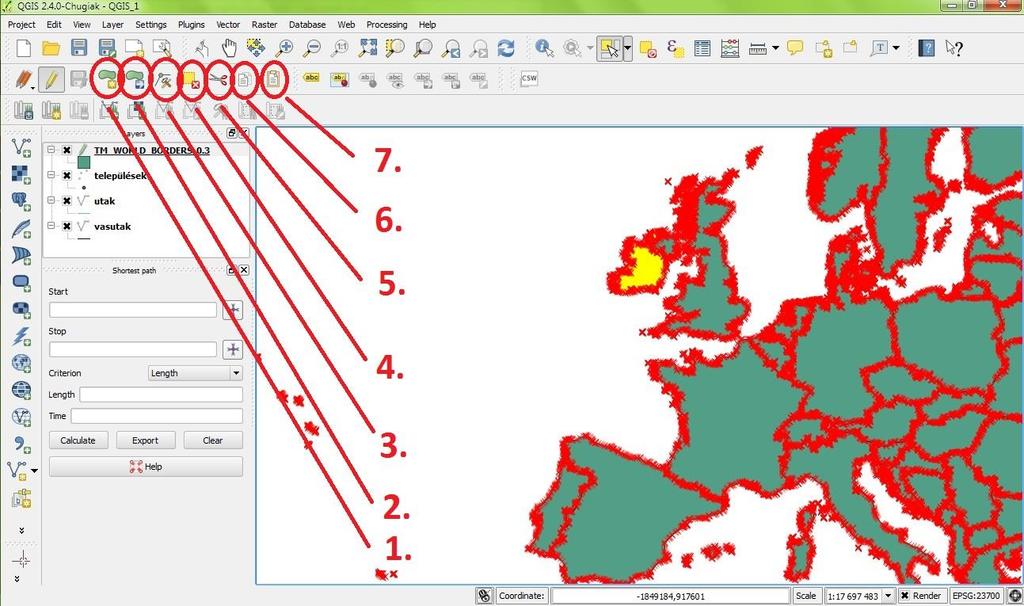 A szerkesztési műveletek befejezése után érdemes a,,toggle Editing gombot ismételten megnyomni, ezzel kilépünk a szerkesztő módból. 2.