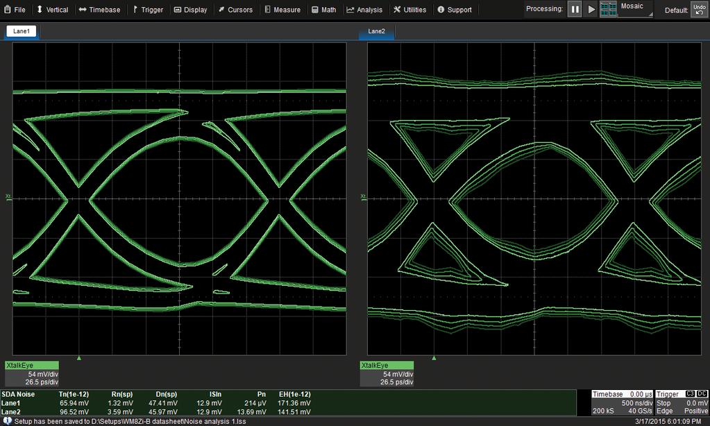 Save the analysis of a particular scenario to the Reference Lane, and configure a LaneScape Comparison mode to compare the Reference to either one, two or all lanes.