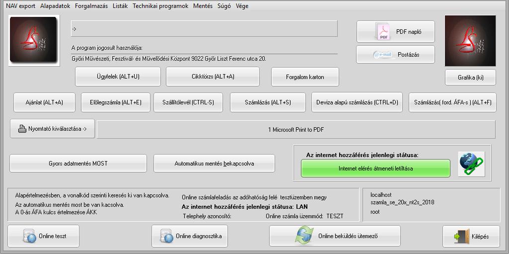 1.3.1 Saját logó felhasználása a számlában. A program a saját alkönyvtárában található a LOGO.jpg képfájl, amire rá kell másolnia a saját emblémáját.