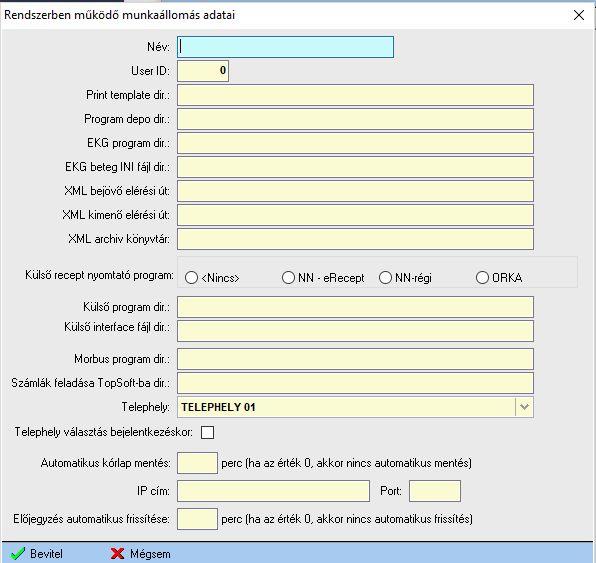 Munkaállomások adatai A rendszer használható munkaállomások regisztrációs funkció.