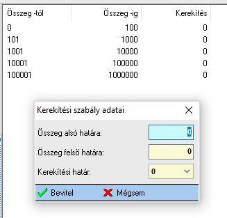 Kerekítési szabályok A rendszerben használt kerekítési szabályok karbantartási funkció. A számla összeg kerekítési szabályokat lehet itt beállítani.