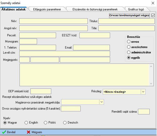 Személy csoportok adatai A rendszerben használt jogosultsági csoportokat