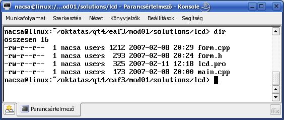 Fordítás, futtatás main.cpp lcd.pro #include <QApplication> #include "form.