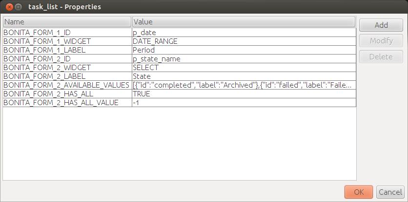 A Bonita Business Activity Monitoring A lter form widget-ek kialakítása A jrxml fájlba property-k is elhelyezhet ek, ezekkel fogjuk leírni ezeket a widget-eket.