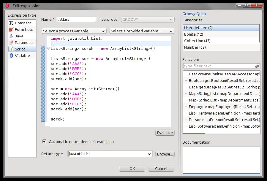 A Form designer használata 3.48. ábra. Az expression alapú konguráció A listlist script mögötti tartalmat az 3.49. ábra tartalmazza.