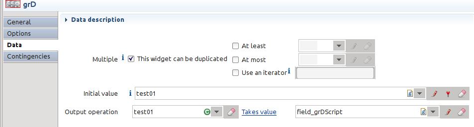 A Form designer használata 3.71. ábra. A form grd nev csoportjának kongurációja 3.72. ábra. A group-hoz még 2 sort vittünk be Az Initial value kódja (a változó létrejöttekor már tartalmaz értéket, ahogy azt a 3-1.