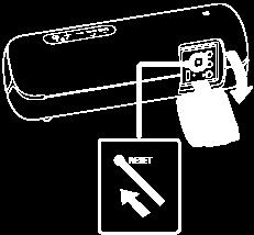 A RESET gomb használata Ha a hangszóró a bekapcsolás ellenére nem működik, nyissa fel a hátsó oldalon lévő kupakot, és nyomja meg a RESET gombot egy tűvel vagy más hegyes tárggyal.