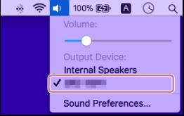 5 Kattintson a képernyő jobb felső sarkában lévő hangszóró ikonra, majd válassza az [] elemet a [Output Device] listából. A zene és egyebek lejátszását számítógépéből is élvezheti.