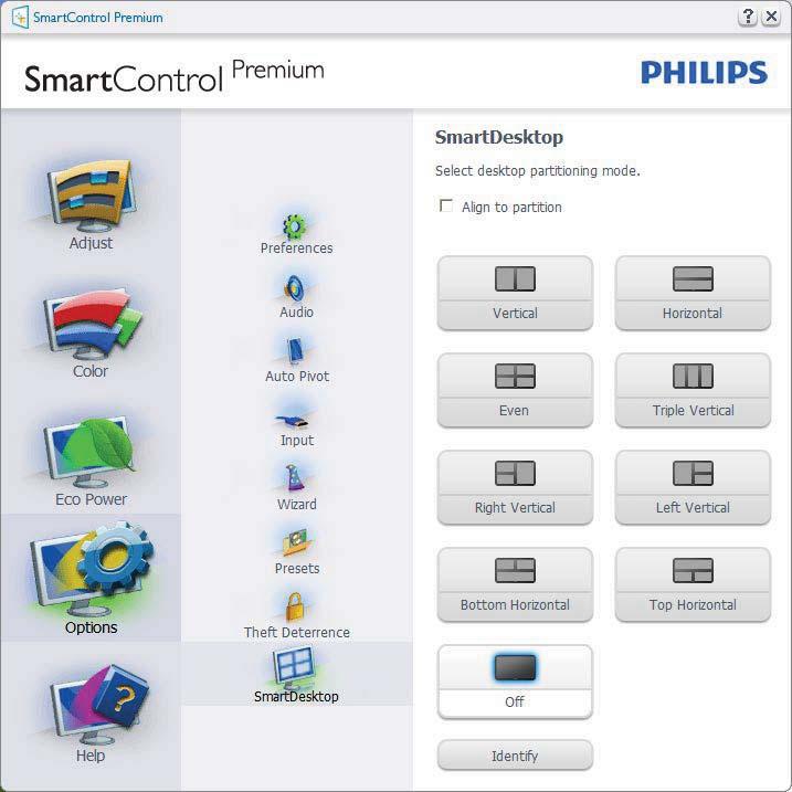 3. Képoptimalizálás 3.4 SmartDesktop A SmartDesktop a SmartControl Premium-ban található. Telepítse a SmartControl Premium-ot és válassza ki a SmartDesktop-ot az opciók közül.