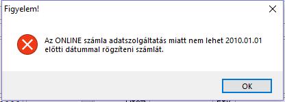 típusú (dátumú) számlák készítésekor a Servantes rendszer csak figyelmeztető