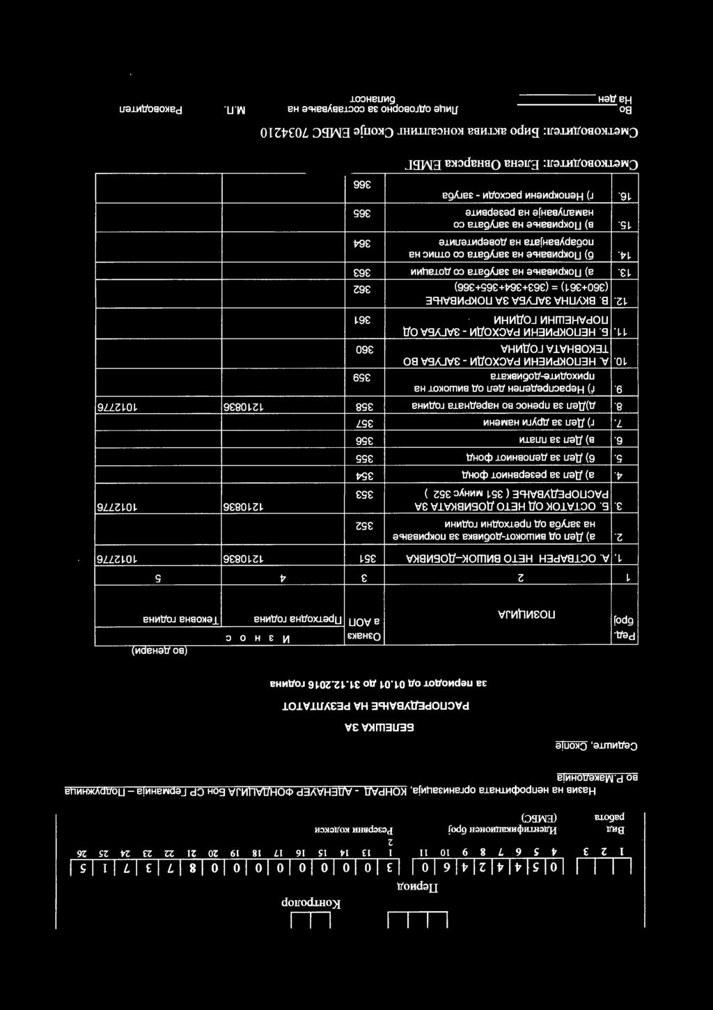 OCTATOK OA HETO A06111BKATA 3A 1210836 PACnOPEAYBAl-bE ( 351 MlllHYC 352 ) 353 4. a) Aen 3a pe3epbhlllot cpoh.q 354 5. 6) Aen 3a.QenoBHlllOT cpoha 355 6. B) Aen 3a nnat111 356 7. r) Aen 3a.