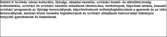 1. Szervezet / Jogi személy szervezeti egység azonosító adatai 1.1 Név: Szervezet 1.