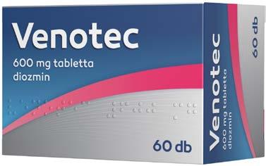 OI--01229 Venotec 600 mg tabletta buborékcsomagolásban 60 db A Venotec tabletta 600 mg mikronizált diozmint tartalmazó gyógyszer, napi 1 tabletta