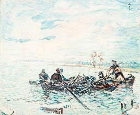 122. Boromisza Tibor (Bácsalmás, 1880 - Szentendre, 1960) Halászok Olaj, karton 58,5 X