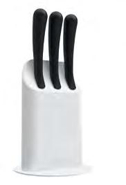 002 white / black 4-pc knife block set paring, serrated utility, utility,