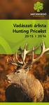 Vadászati árlista Hunting Pricelist