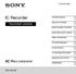 IC Recorder. Használati utasítás ICD-AX412F (1) Üzembe helyezés. Alapvető műveletek. Egyéb rögzítési műveletek. Egyéb lejátszási műveletek