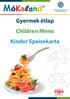 Gyermek étlap Children Menu Kinder Speisekarte