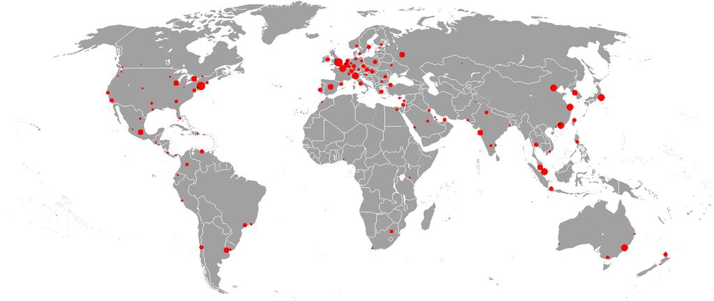 Globális szintű differenciák Globális városok Forrás: Globalization and World Cities Research Network, 2008 1.Alpha++ London, New York; 2.