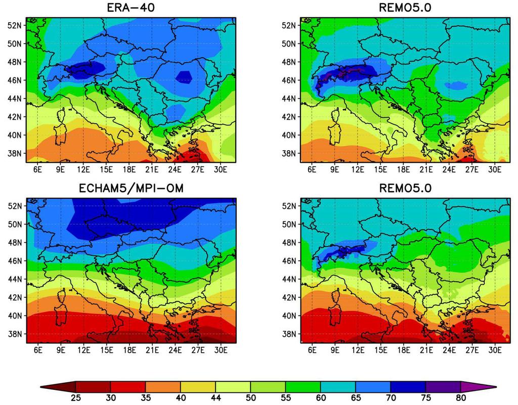 A regionális modell hozzájárulása Átlagos nyári 700 hpa-os relatív