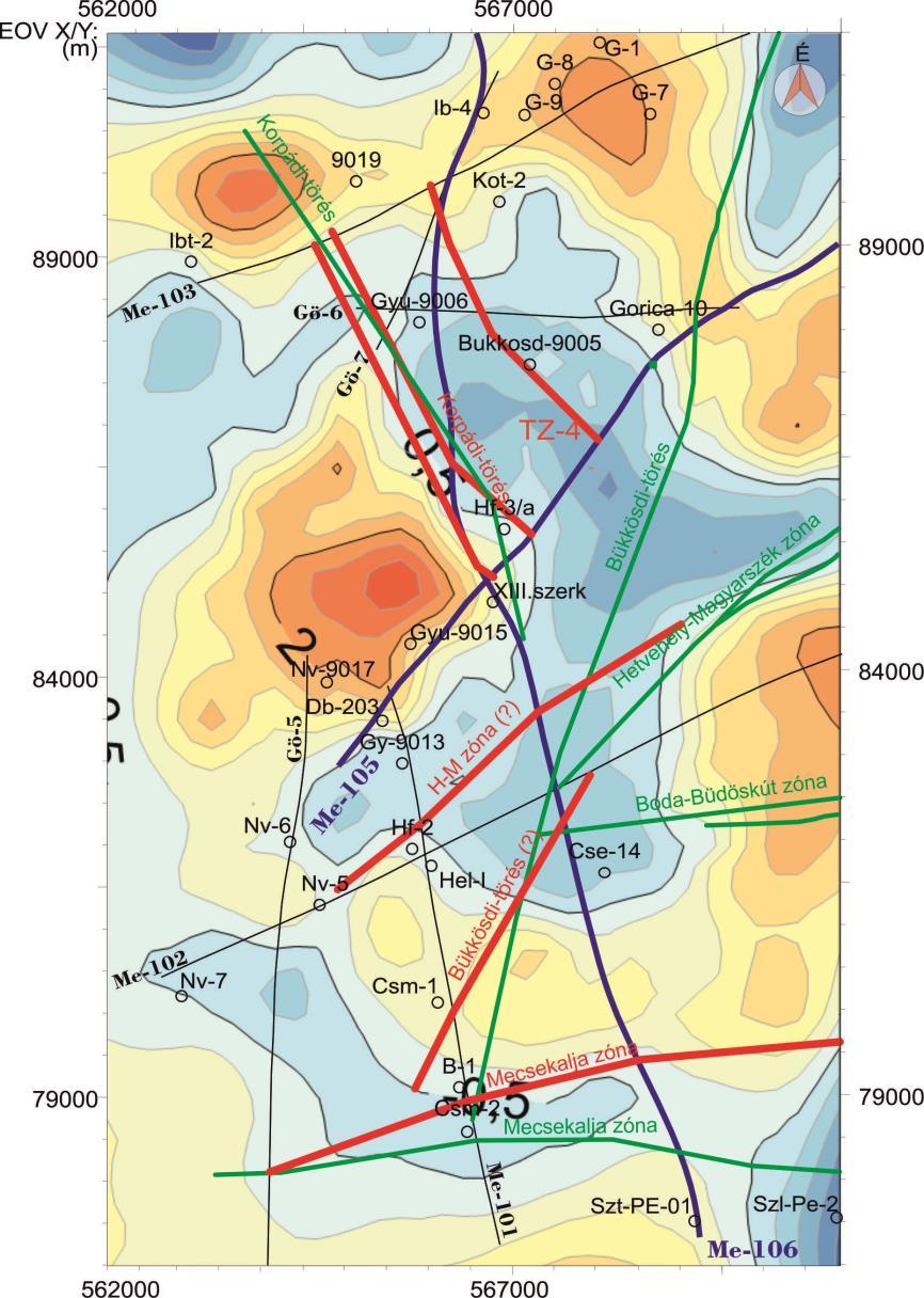 Az 1600 1885 CDP között a szelvény déli végén egy újabb szerkezeti egység jelenik meg, amely mind szeizmikus tulajdonságaiban, mind geológiájában eltér az eddigiektől.