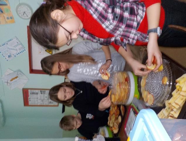 Technika órán vékony szeletekre vágták a tanulók az almákat és aszalványokat készítettünk a kifejezetten erre a célra