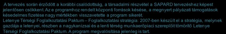 Forrás: HVS kistérségi HVI, helyi érintettek, KSH, HVS adatbázis 247 Korábbi fejlesztési terveknek a tervezési területre gyakorolt hatásai 2/2 A tervezés során érződött a korábbi csalódottság, a