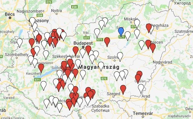 Káptalantóti Jászberény Kóny Kurd Dombóvár Sárbogárd Tolnanémedi Páli Mocsa Ács Tataháza Földeák Kisbér Adorjánháza Lajoskomárom Bábolna Békéscsaba Hajdúnánás Decs Mélykút Mátyásdomb Palotabozsok
