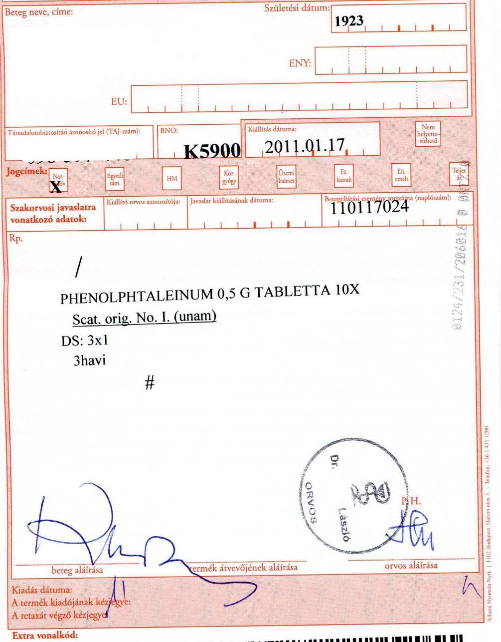 Helytelen adagolási mód, frekvencia Adagolás: Felnőtteknek 1/2-1 tabletta (250-500