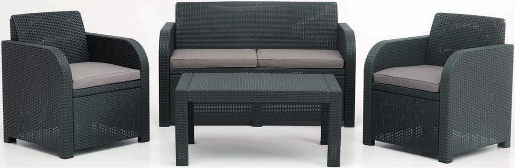 FSC keményfából. SZ90 x H150 x MA74 cm. Könnyű rakásolható székek alumíniumból és tartós textilénből.