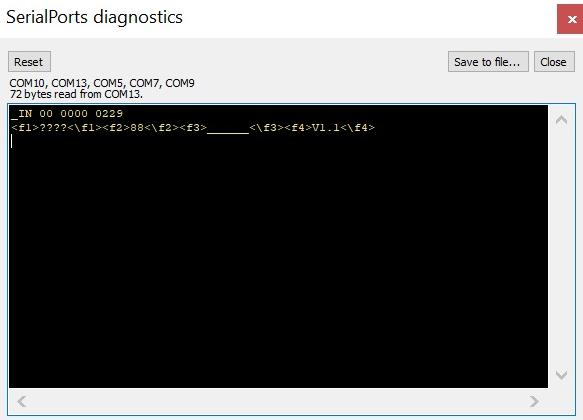 o A SerialPort diagnostics ablak megjelenésekor a program automatikusan keresni kezdi a használt COM portokat. (Ez a lépés akár pár percig is eltarthat.