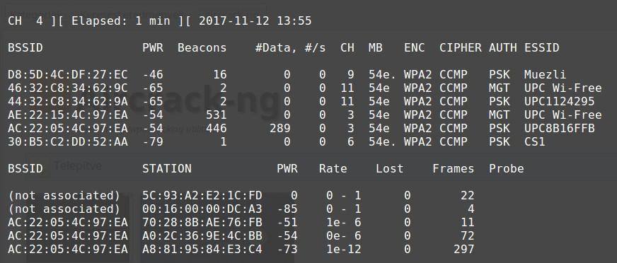 WIFI hálózat felderítése Az elérhető