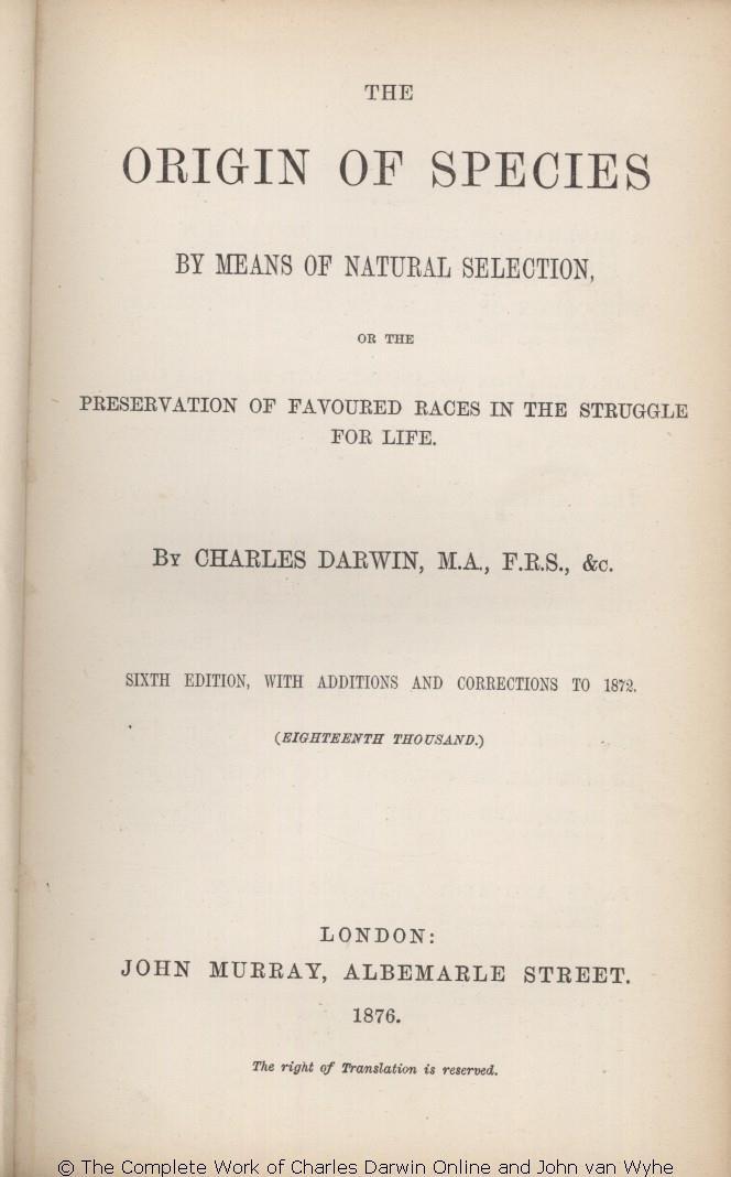 Darwin: A fajok eredete 1859. november 24.